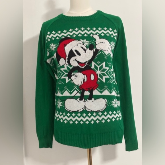 Christmas Sweater Disney Mickey Size Large Green - Picture 1 of 10